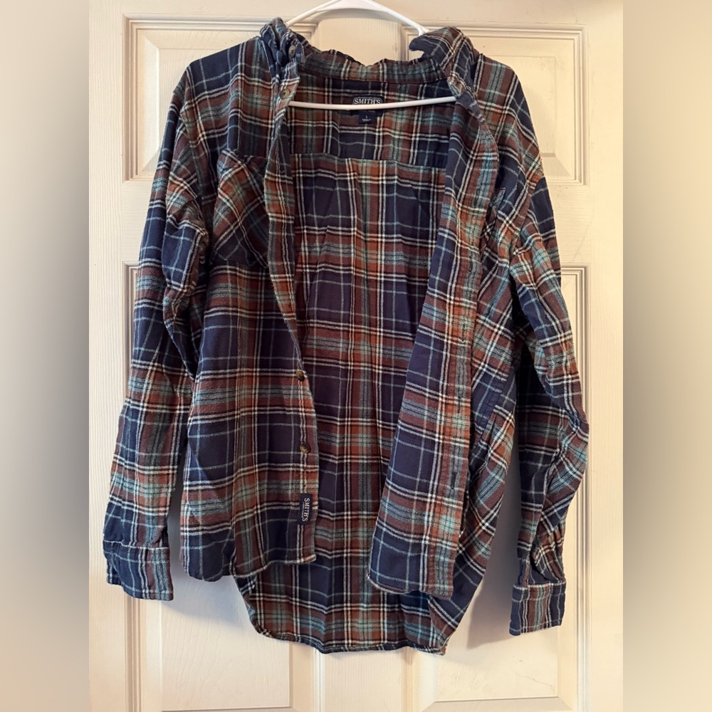 Men’s Blue and Brown Flannel Shirt